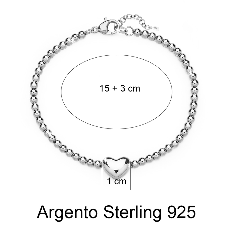 Bracciale Donna in Sterling 925 - Con catena di cuori
