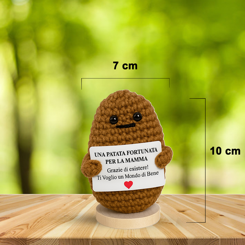 Peluche Crochet con Base in Legno - Patata Fortunata per la mia Mamma