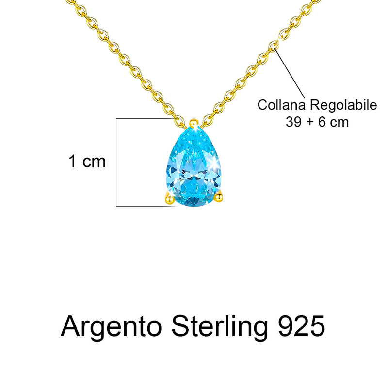 Collana con DEDICA -  in Argento Sterling 925 - Pietra Acquamarina