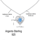 Collana Donna Cuore con Pietra Azzurra - Argento Sterling 925