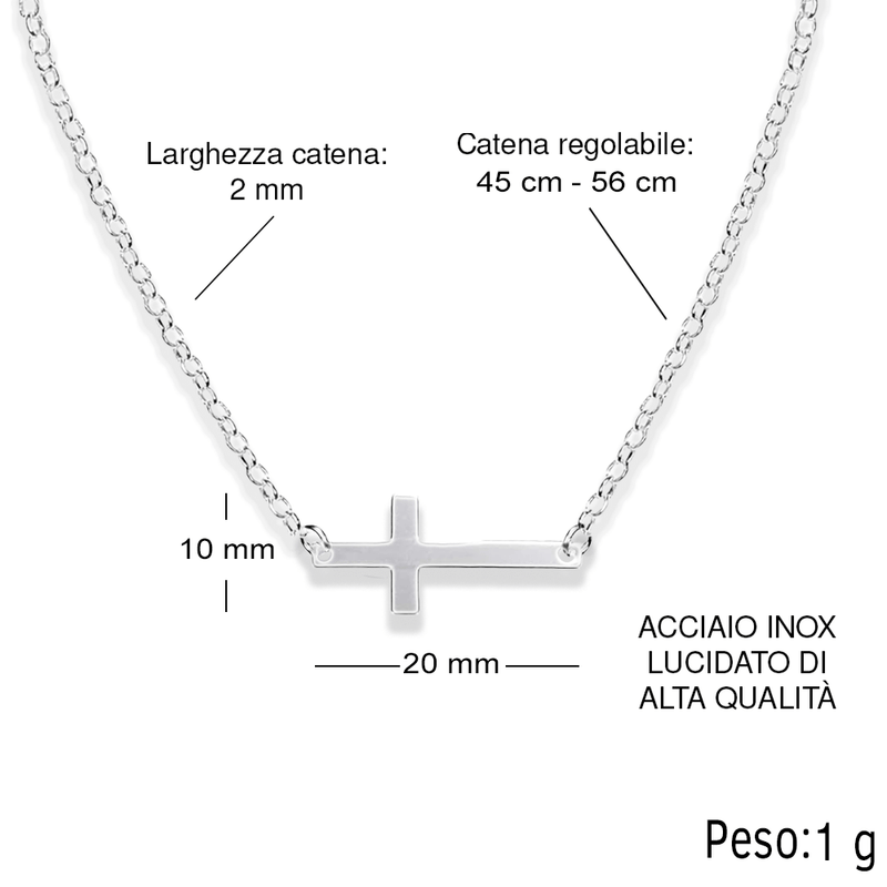 Collana Croce orizzontale - Al mio Ragazzo, dal tuo Amore.