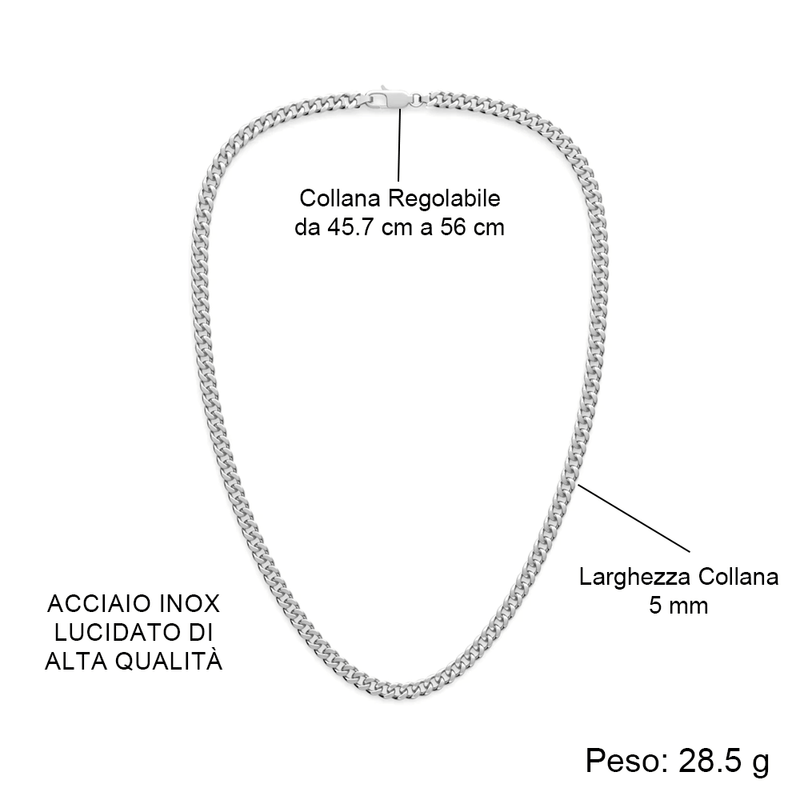 Collana da Uomo - Acciaio Inox Lucidato di Alta Qualità.