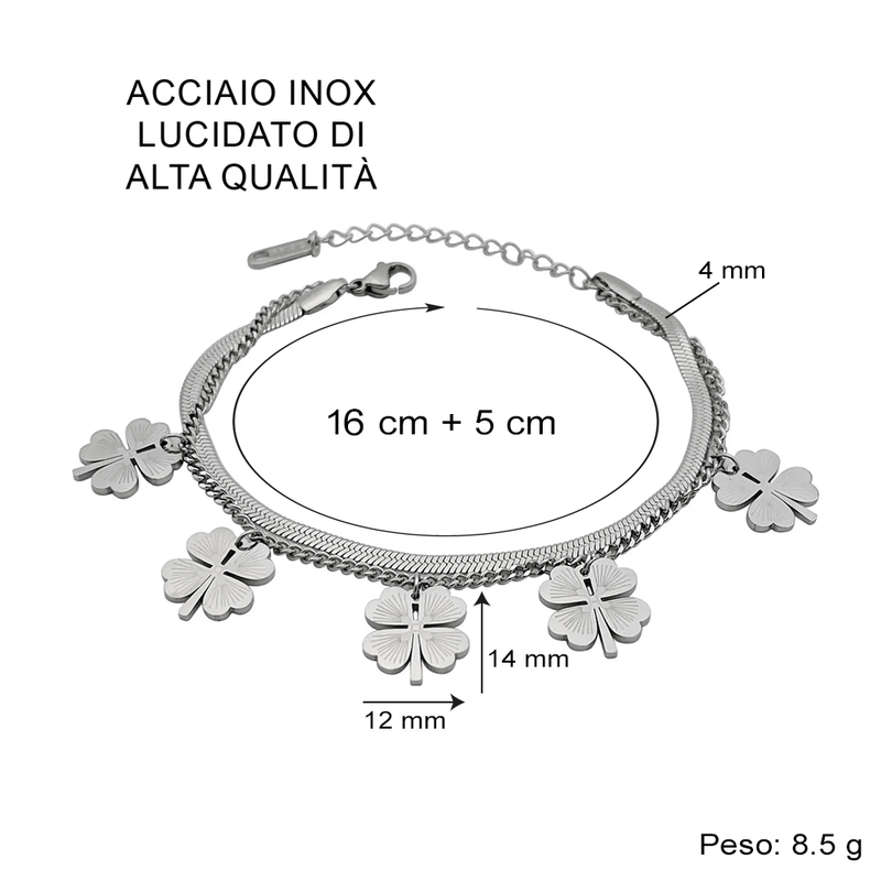 Bracciale Quadrifoglio A mia Mamma -  Ti voglio tanto bene.