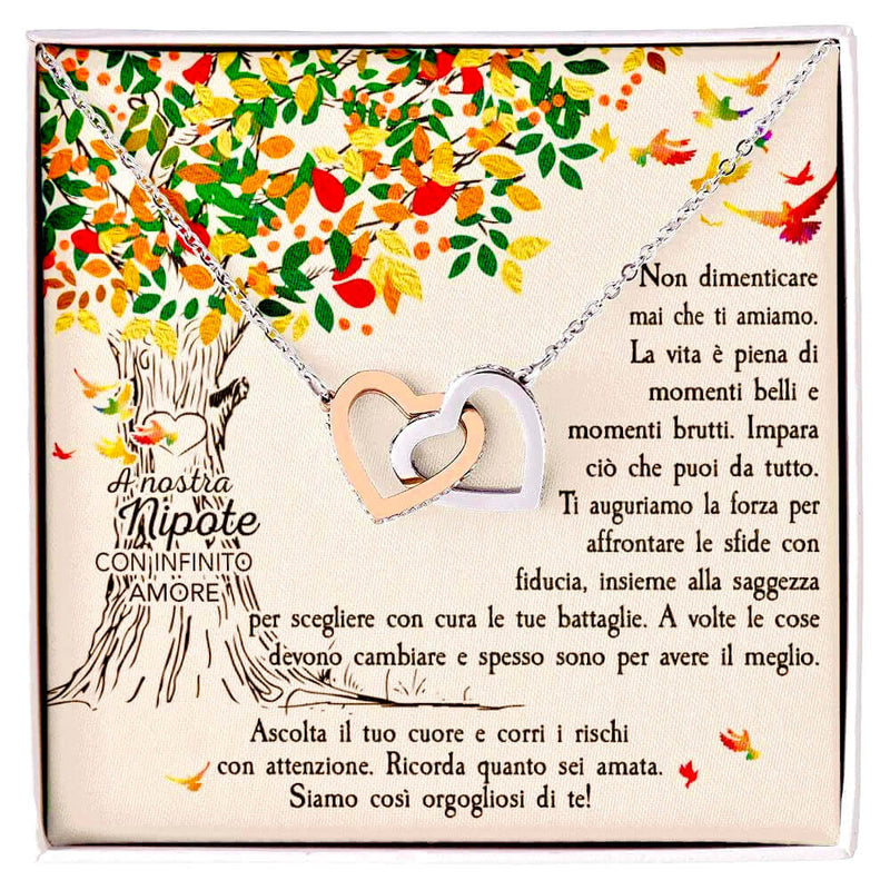 Collana Con Ciondolo Ispirazionale Per Nipote – Scritta Sfaccettata In Cristallo Rosa – Gioiello Significativo In Acciaio Inox