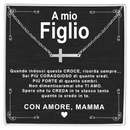 Collana Croce orizzontale - A Mio Figlio, con Amore Mamma.