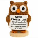 Peluche Crochet Con base in legno - Gufo Protettore