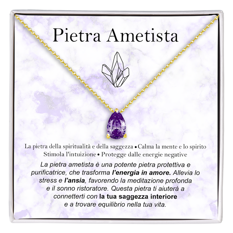 Collana con DEDICA in Argento Sterling 925 - Pietra Ametista