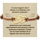 Bracciale Donna Due Cuori - Corda Intrecciata e Acciaio Inox Lucidato