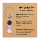 Portachiavi Con Cristalli Naturali Curativi - Segni Zodiacali - Acquario