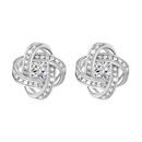 Orecchini Nodo con Pietra Donna in Acciaio chirurgico con Finitura in Oro Bianco 18k