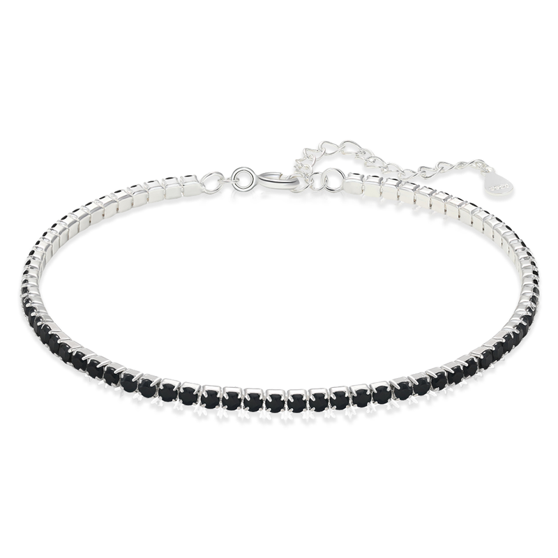 Bracciale Tennis Nero in Argento Sterling 925