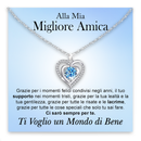 Collana Alla mia Migliore Amica con Pietra di Zirconia Cubica Azzurra