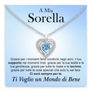 Collana A mia Sorella con Pietra di Zirconia Cubica Azzurra