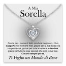 Collana A mia Sorella con Pietra di Zirconia Cubica Bianca