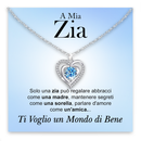Collana A mia Zia con Pietra di Zirconia Cubica Azzurra