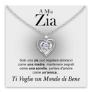 Collana A mia Zia con Pietra di Zirconia Cubica Bianca