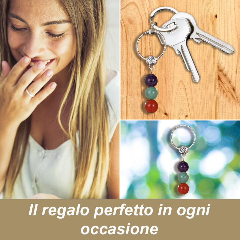 Portachiavi Con Cristalli Naturali Curativi - Segni Zodiacali - Ariete