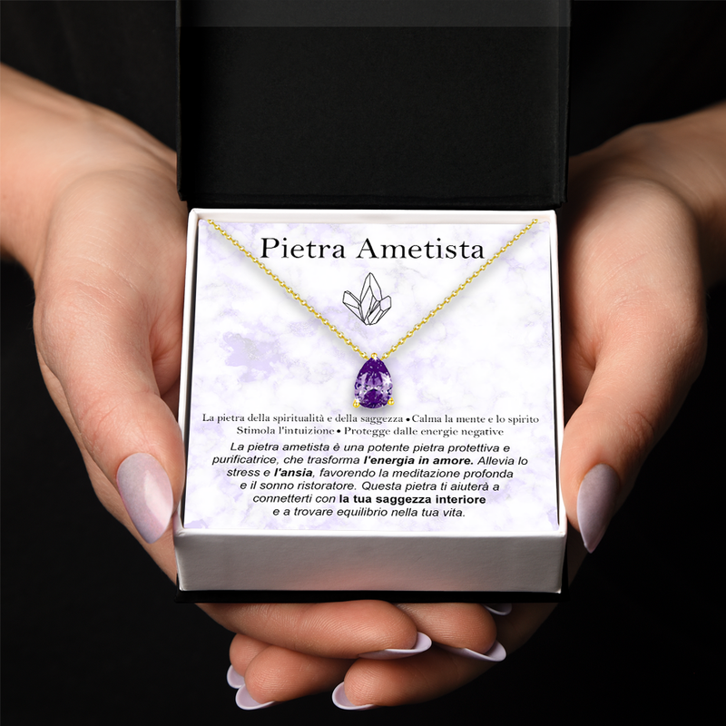Collana con DEDICA in Argento Sterling 925 - Pietra Ametista