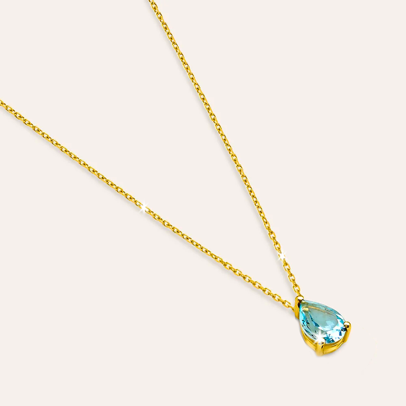 Collana con DEDICA -  in Argento Sterling 925 - Pietra Acquamarina