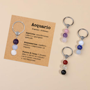 Portachiavi Con Cristalli Naturali Curativi - Segni Zodiacali - Acquario