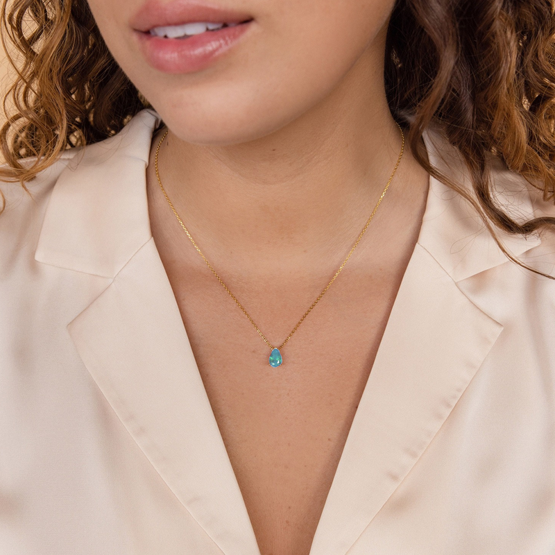 Collana con DEDICA -  in Argento Sterling 925 - Pietra Acquamarina