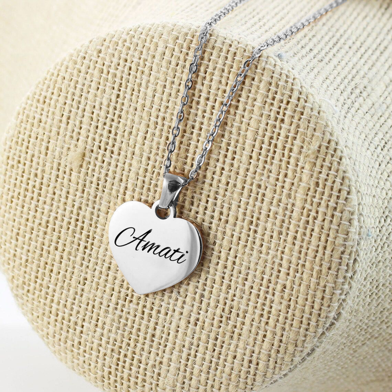 Collana da Donna a Cuore con Incisione 'Amati' in Argento Sterling 925 -  Ricorda di Amarti Sempre