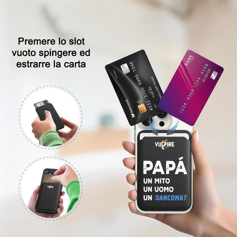 Portafoglio Portacarte Uomo in Ecopelle sintetica Alta Qualità RFID Blocking con Magnete - Festa del Papà