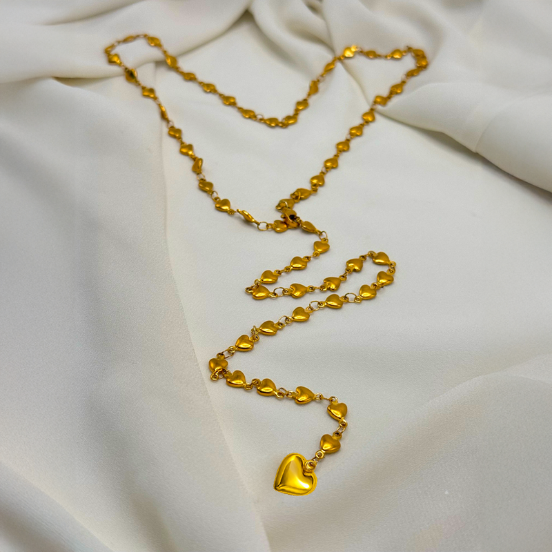 Collana in Sterling 925 - Con catena di cuori