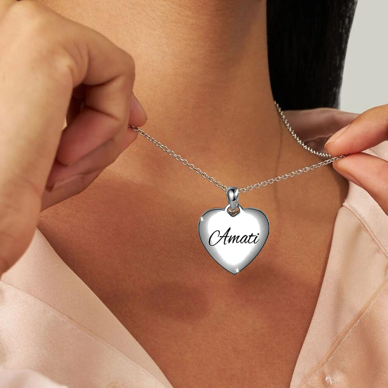 Collana da Donna a Cuore con Incisione 'Amati' in Argento Sterling 925 -  Ricorda di Amarti Sempre