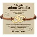 Bracciale Donna Due Cuori Anima Gemella - Corda Intrecciata e Acciaio Inox Lucidato