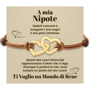 Bracciale Donna Due Cuori Nipote - Corda Intrecciata e Acciaio Inox Lucidato