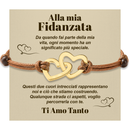 Bracciale Donna Due Cuori Fidanzata - Corda Intrecciata e Acciaio Inox Lucidato
