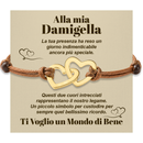 Bracciale Donna Due Cuori Damigella - Corda Intrecciata e Acciaio Inox Lucidato