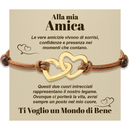 Bracciale Donna Due Cuori Amica - Corda Intrecciata e Acciaio Inox Lucidato