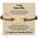 Bracciale Donna Due Cuori Sorella - Corda Intrecciata e Acciaio Inox Lucidato