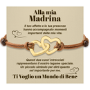 Bracciale Donna Due Cuori Madrina - Corda Intrecciata e Acciaio Inox Lucidato