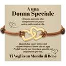 Bracciale Donna Due Cuori Donna Speciale - Corda Intrecciata e Acciaio Inox Lucidato