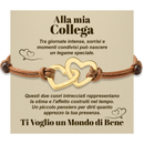Bracciale Donna Due Cuori Collega - Corda Intrecciata e Acciaio Inox Lucidato