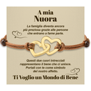Bracciale Donna Due Cuori Nuora - Corda Intrecciata e Acciaio Inox Lucidato