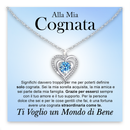Collana A mia Cognata con Pietra di Zirconia Cubica Azzurra