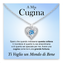 Collana A mia Cugina con Pietra di Zirconia Cubica Azzurra