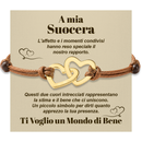 Bracciale Donna Due Cuori Suocera - Corda Intrecciata e Acciaio Inox Lucidato
