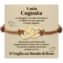 Bracciale Donna Due Cuori Cognata - Corda Intrecciata e Acciaio Inox Lucidato