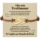 Bracciale Donna Due Cuori Testimone - Corda Intrecciata e Acciaio Inox Lucidato