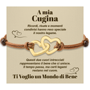 Bracciale Donna Due Cuori Cugina - Corda Intrecciata e Acciaio Inox Lucidato
