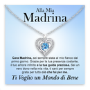 Collana Alla mia Madrina con Pietra di Zirconia Cubica Azzurra