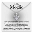 Collana A mia Moglie con Pietra di Zirconia Cubica Bianca