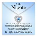 Collana A mia Nipote con Pietra di Zirconia Cubica Azzurra