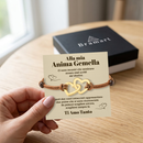 Bracciale Donna Due Cuori Anima Gemella - Corda Intrecciata e Acciaio Inox Lucidato