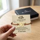 Bracciale Donna Due Cuori Moglie - Corda Intrecciata e Acciaio Inox Lucidato